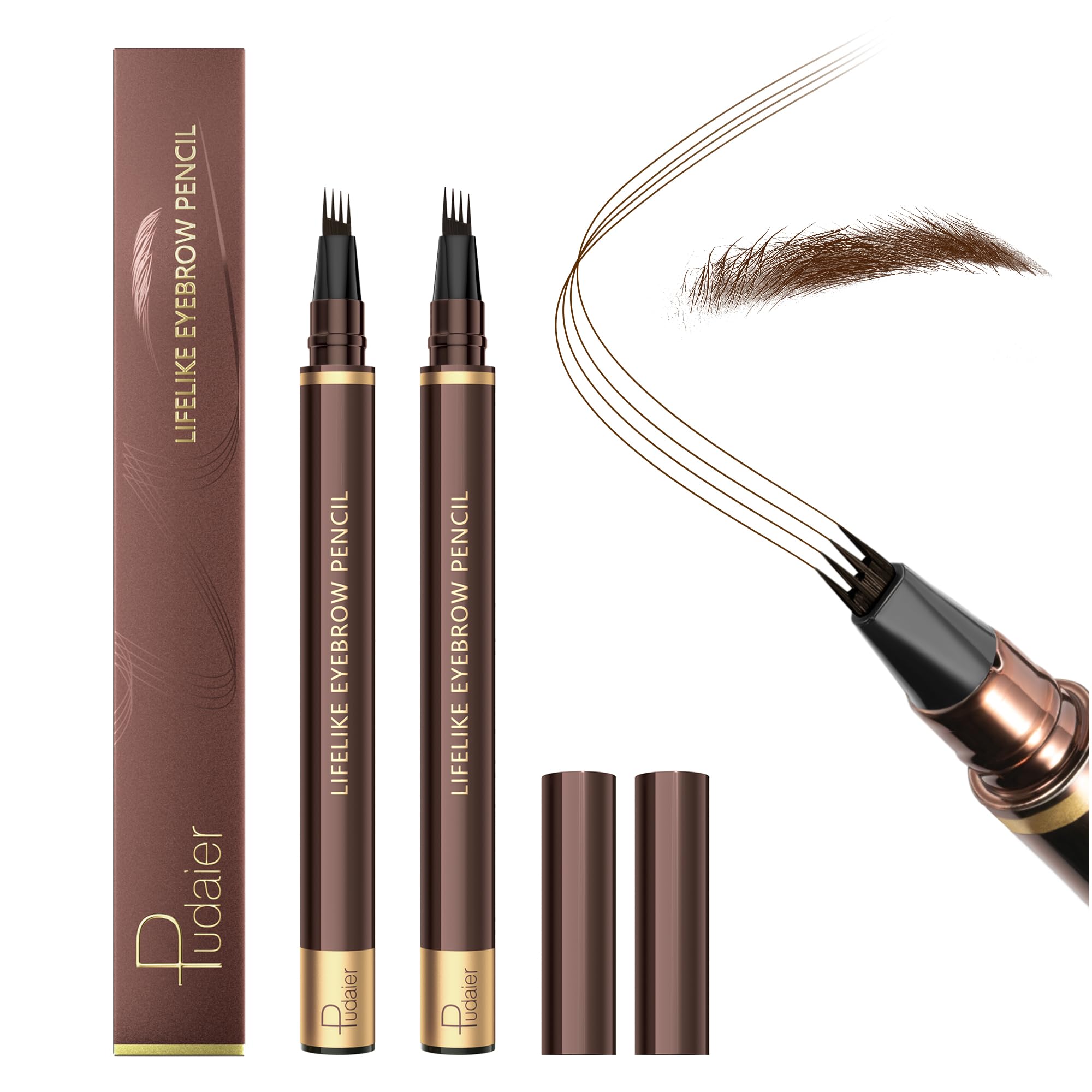 Photo 1 of Espoce 2 Pack Eyebrow Pen, Waterproof Microblading Eyebrow Pencil, 4 Tip Precise Eye Brow Makeup Pen for Women to Effortlessly Create Hair Like Natural Brows, Non Dry Out and Last All Day (Espresso)