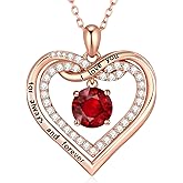 G&GEMSJEW Infinity Heart Birthstone Necklaces for Women, Birthday Jewelry Valentine's Day Gifts for Wife/Girlfriend, Pendant Heart Necklaces Anniversary Christmas for Women Wife Mom Girlfriend Lady