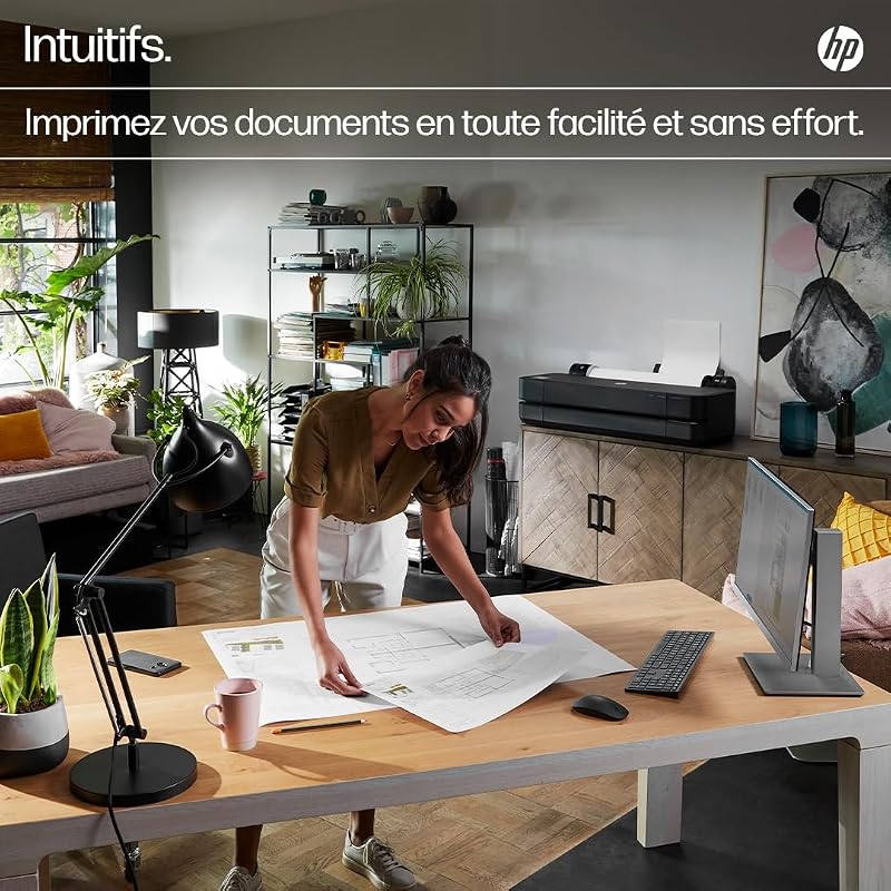 DesignJet T630 24, 61cm, Imprimante Grand Format, Traceur, Standard A4-A1, 76 Impressions A1/h, Wi-FI, Ethernet, USB, 2400x1200dpi, Métal recyclé, Version 2025, Garantie 1 an, Click, Noir