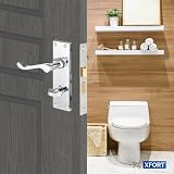 XFORT Polished Chrome Victorian Bathroom Handle Set 65mm Lock 75mm Hinges Wooden view 4