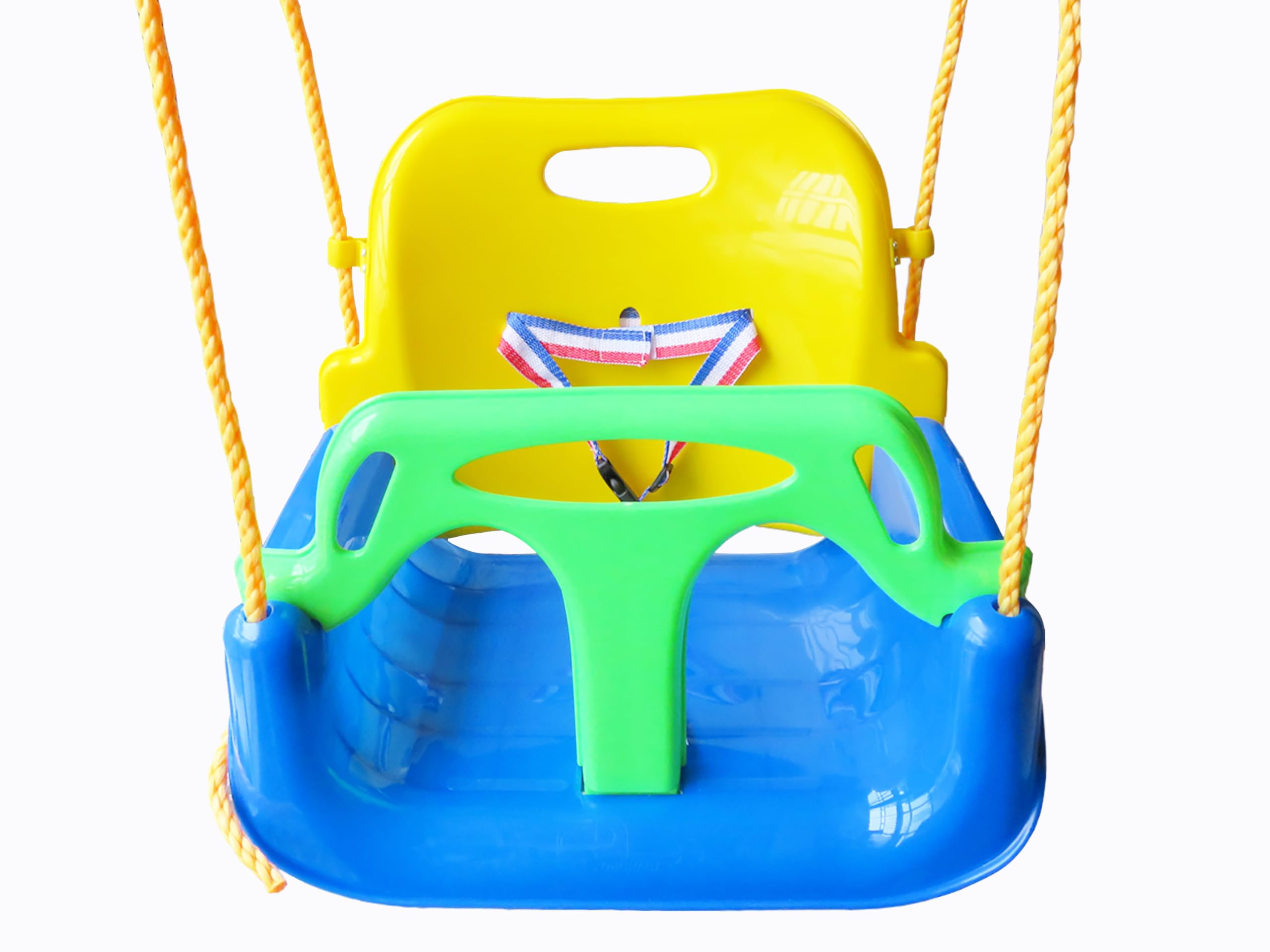 3-in-1 Infant to Teenager Upgrade Version Collapsible Swing Set with Snap Hooks for Home Garden Patio Indoors Outdoors Play(Blue Chair+Green Handrail)