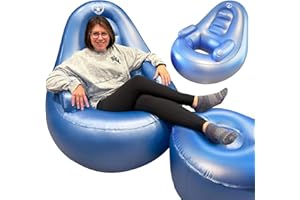 IP1CK4U Blue BBL Inflatable Chair with Ottoman for After Butt Surgery Recovery,Sitting,Sleeping,Pregnancy and Relaxation and BBL Pillow Results Lifting Cushions for BBL Lipo 360(Air Pump Not Included)