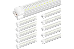 ONLYLUX 8ft LED Shop Light - 90W 12000lm 5000K, 8 Foot Led Shop Light Fixture, V Shape Bulbs for Garage, 8 ft Led Lights, Plug and Play (10 Pack)