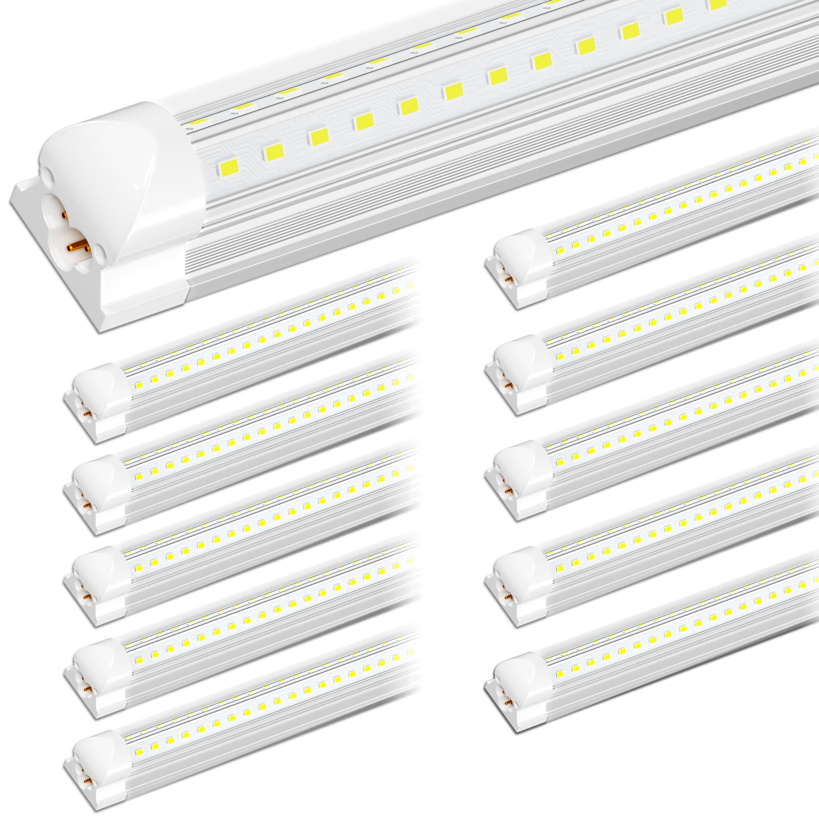 Photo 1 of ONLYLUX 8ft LED Shop Light - 90W 12000lm 5000K, 8 Foot Led Shop Light Fixture, V Shape Bulbs for Garage, 8 ft Led Lights, Plug and Play (10 PacA