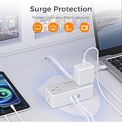 TESSAN Flat Plug Extension Cord 5 FT, Surge