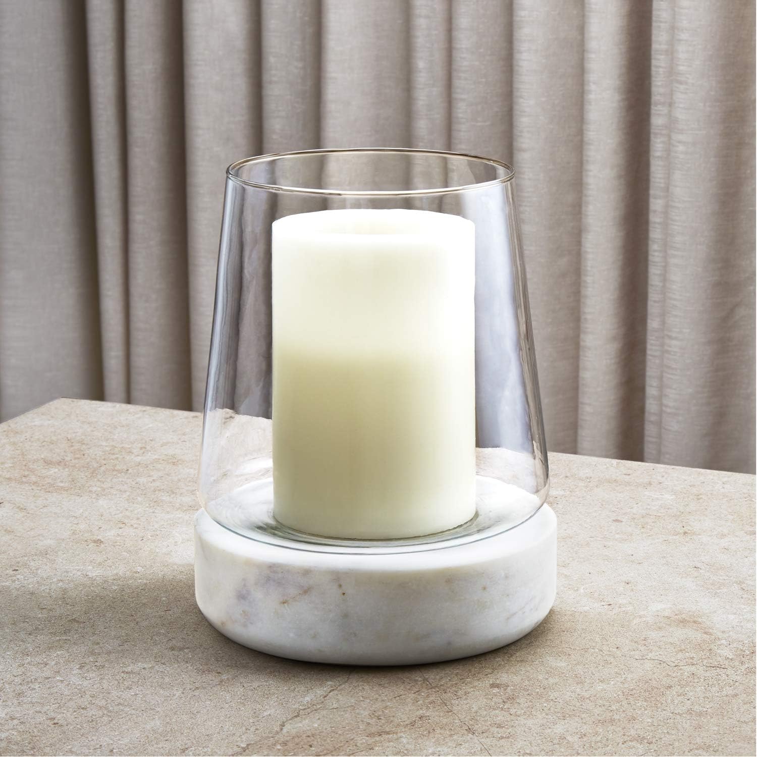 Glass Hurricane Candle Holder with Marble Base - 9 Inch Height, Large, Fits Up to 4 Inch Diameter Pillar Candles, Modern Style for Wedding Centerpieces, Housewarming Gift or Home Decor: Home & Kitchen