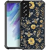 Goodsprout Compatible with Samsung Galaxy S22 Plus Case,Vintage Yellow Bee Floral Amazing Pattern Design Shockproof Anti-Scratch Hard PC Back Case for Samsung Galaxy S22 Plus