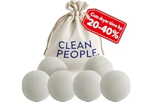 The Clean People 100% New Zealand Wool Dryer Balls - 6 Pack - for Laundry, Fabric Softening, Anti Static, No Lint, Odorless and Reusable