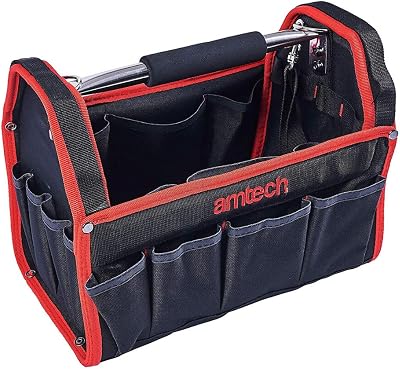 Amtech 13" Tool Tote Bag Open Heavy Duty Waterproof 19 Pockets Electrician