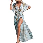 CUPSHE Kimono Swimsuit Coverup for Women Open Front Striped Maxi Cardigan Beach Cover Up