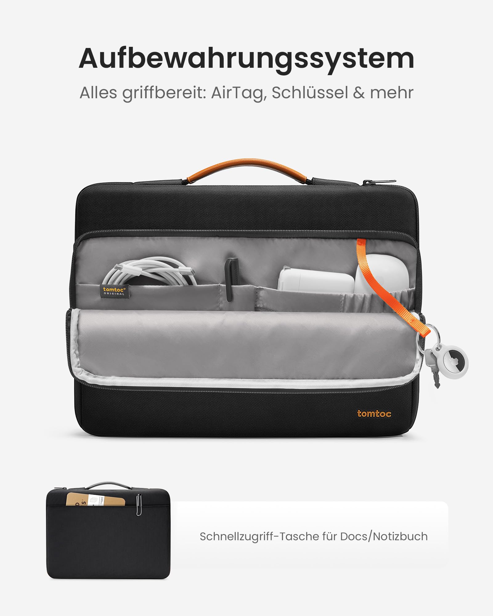 tomtoc 360° Business Laptoptasche für 13 Zoll MacBook Air M5/A3449 2026, M4/A3240 2025, M3/M2/M1, 13" MacBook Neo A18 Pro, 13 Zoll MacBook Pro M2/M1, Spritzwassergeschützt Laptophülle Passt 12,9-13" 2