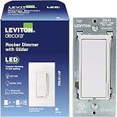 Leviton Decora Slide LED Advanced Dimmer Switch for 150W Dimmable LED, Halogen and Incandescent Bulbs and Fixtures, DSL01-LW, White