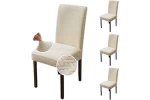 Genina Chair Covers for Dining Room Set of 4 Dining Chair Slipcovers Stretch Kitchen Parsons Chair Cover,Beige