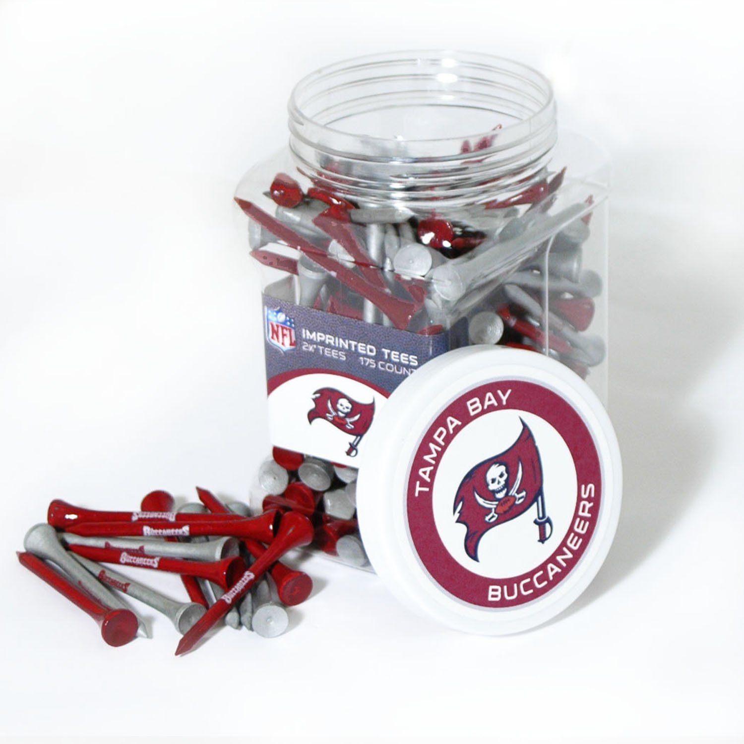 TEAM GOLF NFL Tampa Bay Buccaneers Jar of 175 Golf Tees 2-3/4" Golf Tees, 175 Pack, Regulation Size, Multi Team Colors