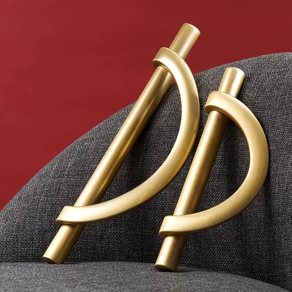 DAPANIY Brushed Gold Cabinet Pulls Drawer Pulls, Half Moon Shape Cabinet Pulls Gold Dresser Handles, Kitchen Cupboard Drawer Handles Antique Door Handles, 2Packs ‎3.75in