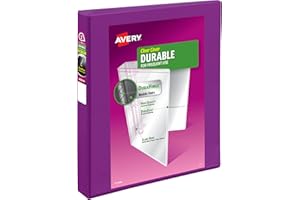Avery(R) Durable View 3 Ring Binder, 1 Inch Slant Rings, 1 Purple Binder (17294)