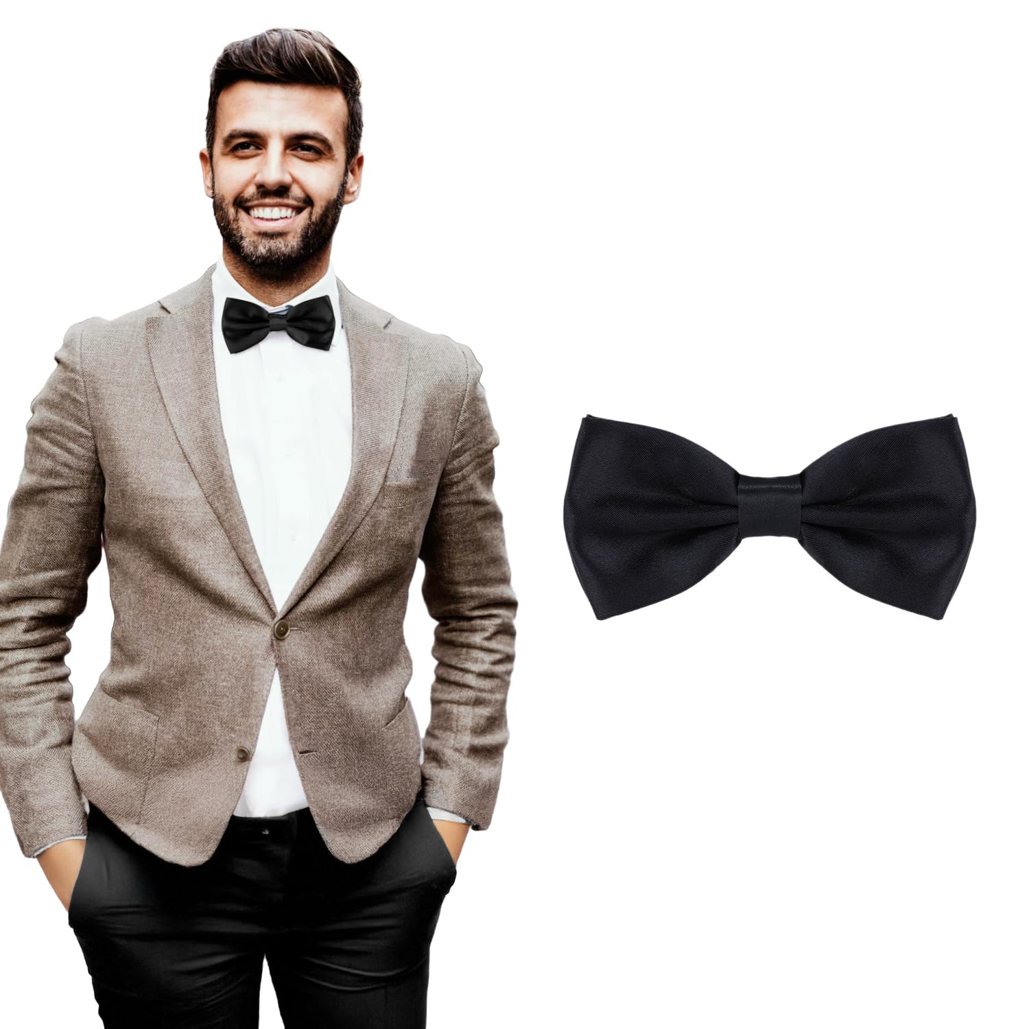 DonDon classy bow tie pre tied and adjustable Black