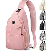 Pritent Crossbody Bags for Women Man Waterproof Sling Bag Backpack Trendy Casual Cross Body Bag with Convertible Shoulder Strap Chest Bag for Camping Hiking Travel Essentials (Pink, Medium)