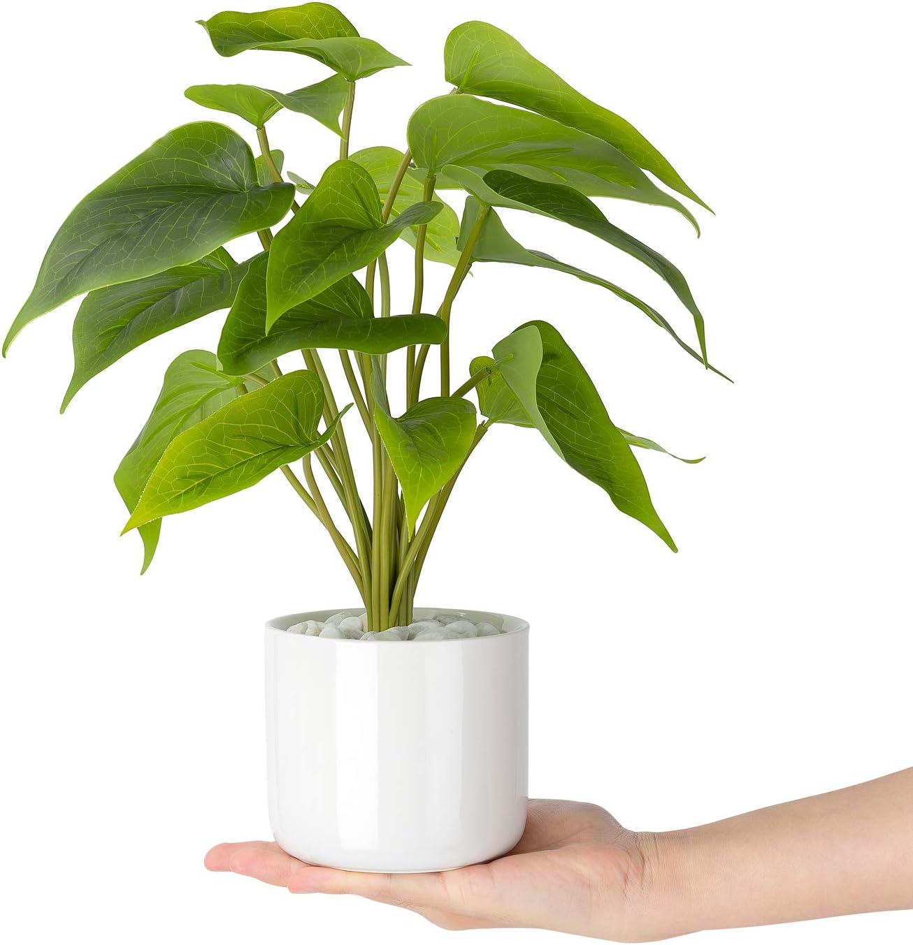 Pothos Mkono Artificial Plant in Ceramic Pot 11 Tall Desktop Faux