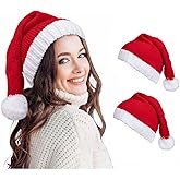 CLOOOUDS Santa Hat Red Christmas Xmas Party Knitted Hat Santa Skull Cap For Adult Women Men