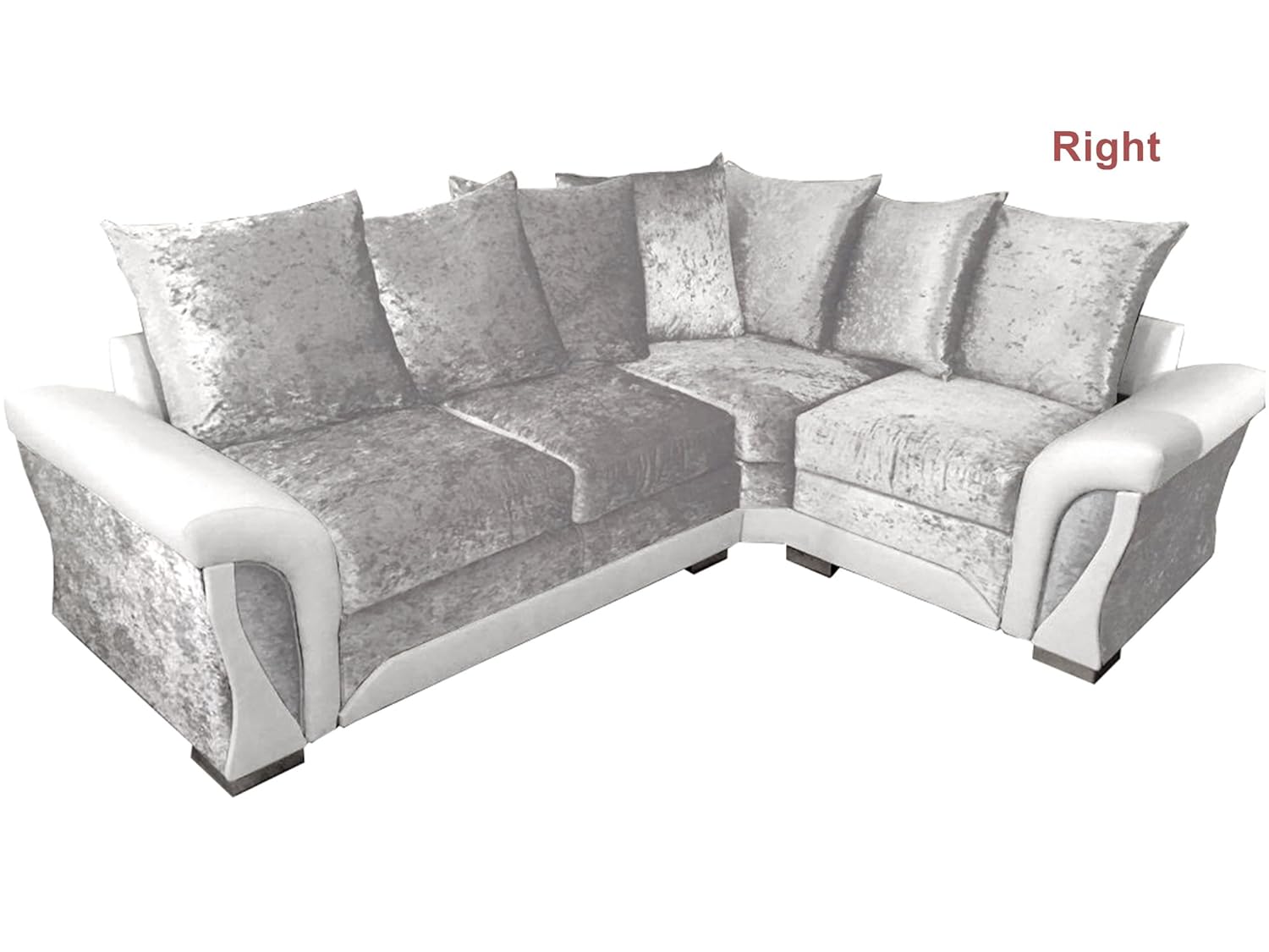 Shannon Corner 3 2 Seater Leather And Crushed Velvet Fabric White