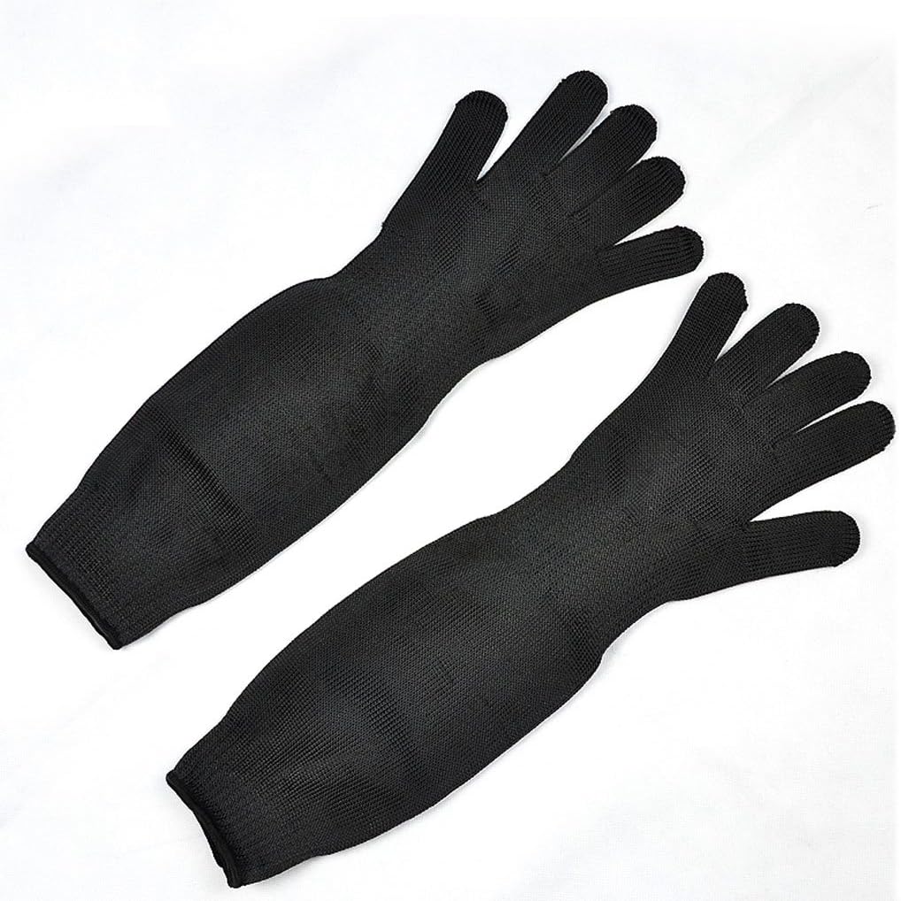 MILAYA JI BIN SHOP® Cut-proof Gloves, Long Thick Outdoor Tactical Gloves, Anti-knife Wire Gloves, 5-level Protection, Black 50CM *