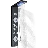 AlenArt Shower Panel Tower System Rainfall Waterfall Shower Head with Body Jets Stainless Steel Rain Massage System 5-Function High Pressure Shower Panel Tower System,HFT8029