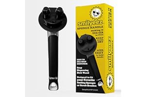 SMILYEEZ The Original Smiling Handle with Soap Dispensing for Scrub Daddy (Reg. TM) Sponge and Scrub Moji Sponge (Black)