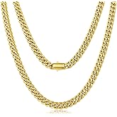 CHENETOILE 8mm Gold Cuban Link Chain for Men, 316L Stainless Steel Necklace 18K Gold Plated, Sturdy Box Clasp, Non-Tarnish & Water-Resistant, Jewelry Gift for Men, 20/22/24 Inches