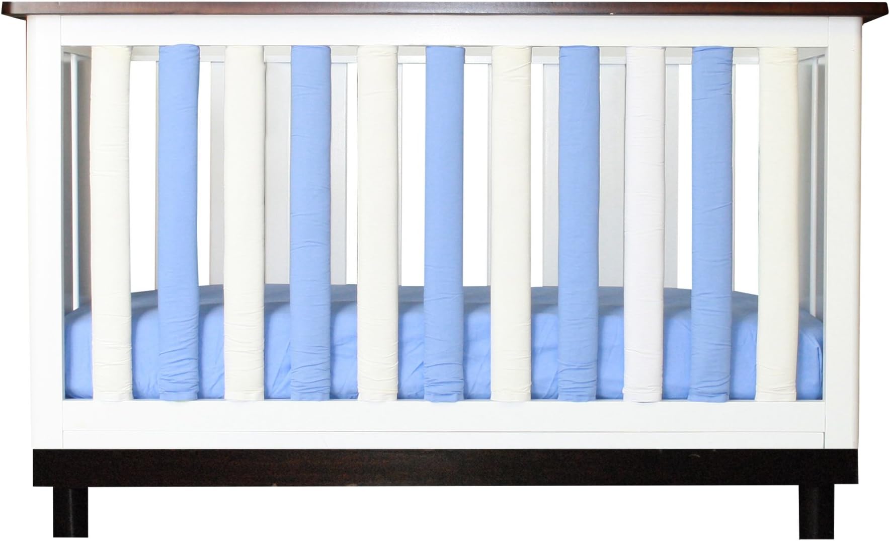 Pure Safety Vertical Crib Liners in Periwinkle & White Cotton 24 Pack