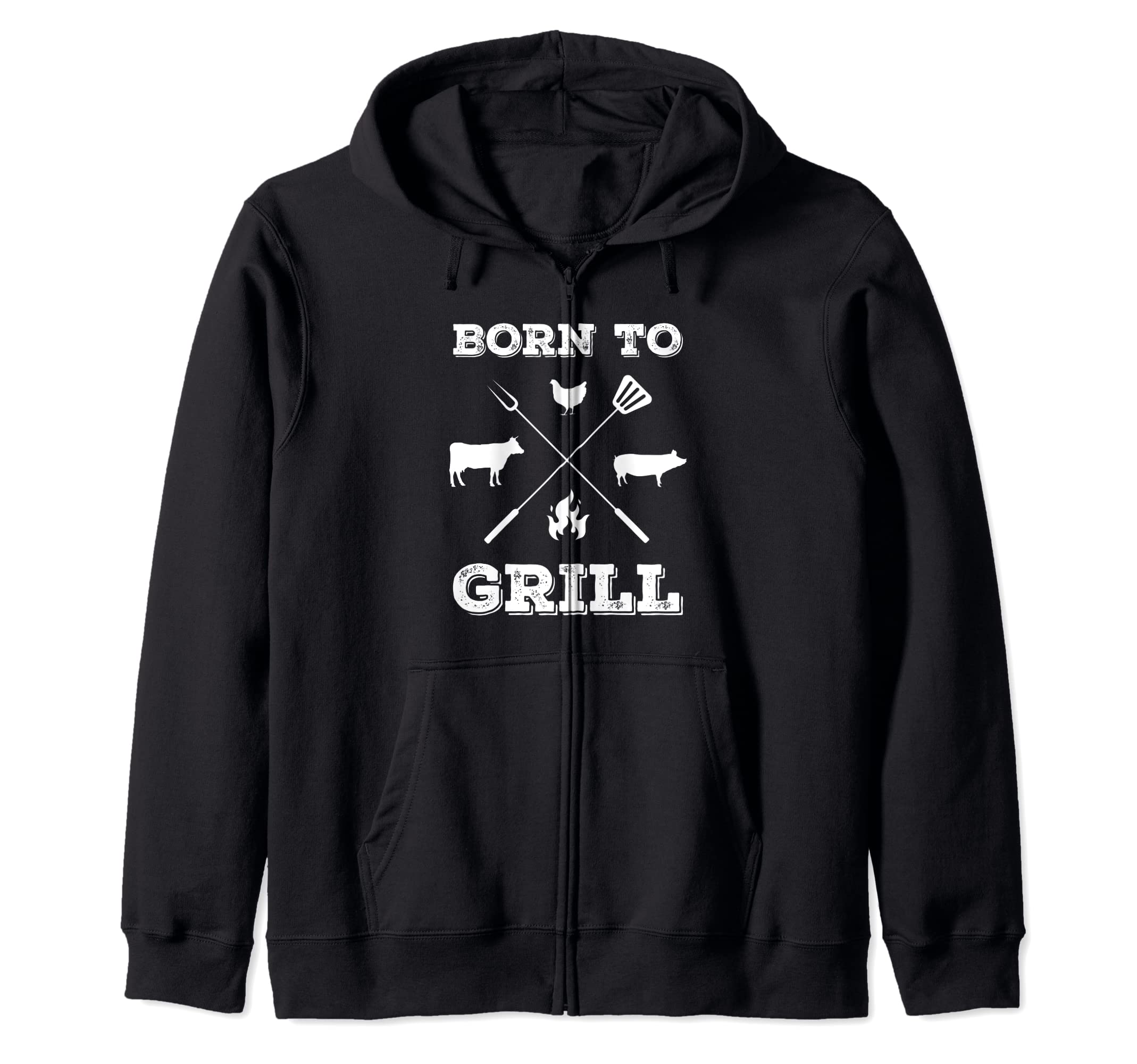 Born to Grill Barbecue Pitmaster Grill Summer Outdoor BBQ Zip Hoodie