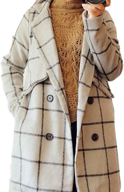 Amazon レディース 秋冬 レトロスタイル スーツコート 可愛い トレンチ コート ロングコート モヘア ウール ダウンコート カシミア ダウン アウター ロングシーズン カジュアルジャケット リネンジャケット テーラード シンプル ツイード ジャンパー ブルゾン L