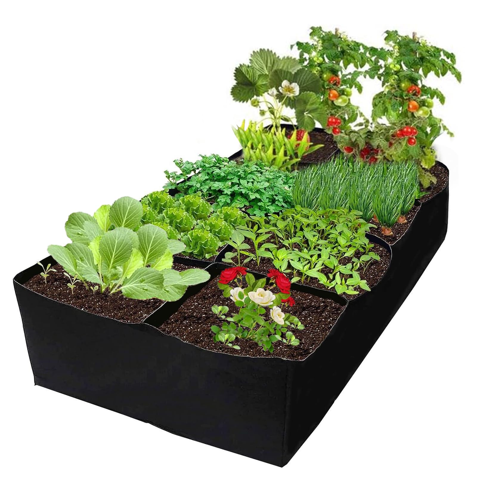 Plant Bags 486L 8 Plaids Non-Woven Fabric, Large Capacity Garden Planting Bag, Breathable Grow Pots Container for Tomatoes, Flowers, Strawberries, Peppers, Carrots, Vegetables, Bulbs, Potatoes