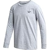 Reebok Boys Long Sleeve Shirts - Soft Stretch Cotton Boys Shirts Long Sleeve Athletic Top for Workout Running Gym Layering
