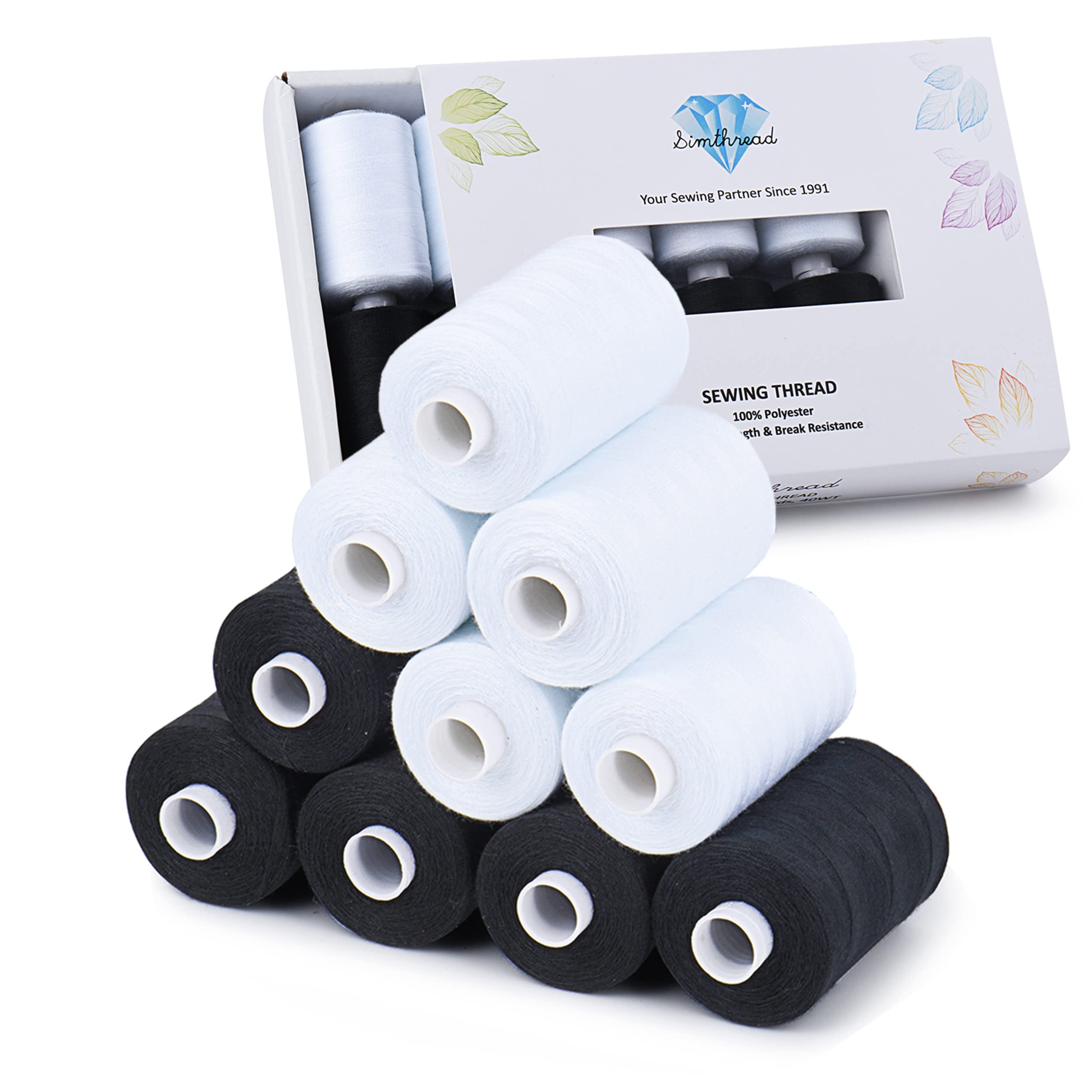 Simthread All Purposes Sewing Thread (White and Black Series) — image 1