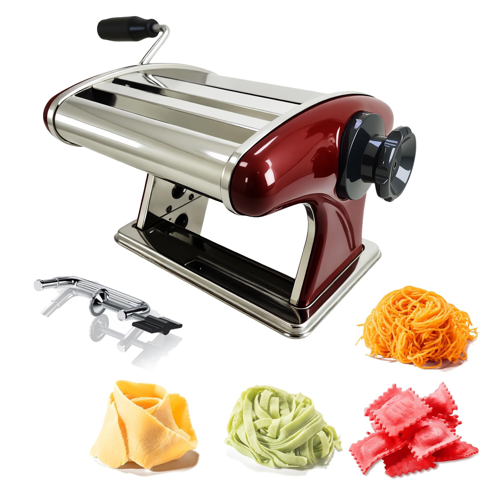 Photo 1 of Manual Pasta Maker Machine - Noodle Machine Dough Roller Hand Crank,No Disassembled-2/4mm Width Noodle/0.3-5mm Thickness Dough