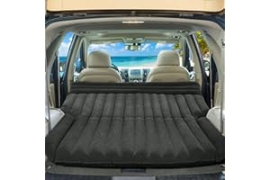 Goplus Car Bed Back Seat with Pillow, Flocking Surface, Electric Air Pump, Repair Kit, Truck Bed Mattress, Inflatable SUV Air Mattress for Traveling, Camping, Sleeping, Black
