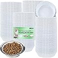 meekoo 600 Pcs Large Pet Disposable Feeding Bowls Liner Bulk Cat Food Bowls Small Paper Bowls Paper Liner for Small Dogs Cats Dish Bowl Wet Food Feeding Station (White)