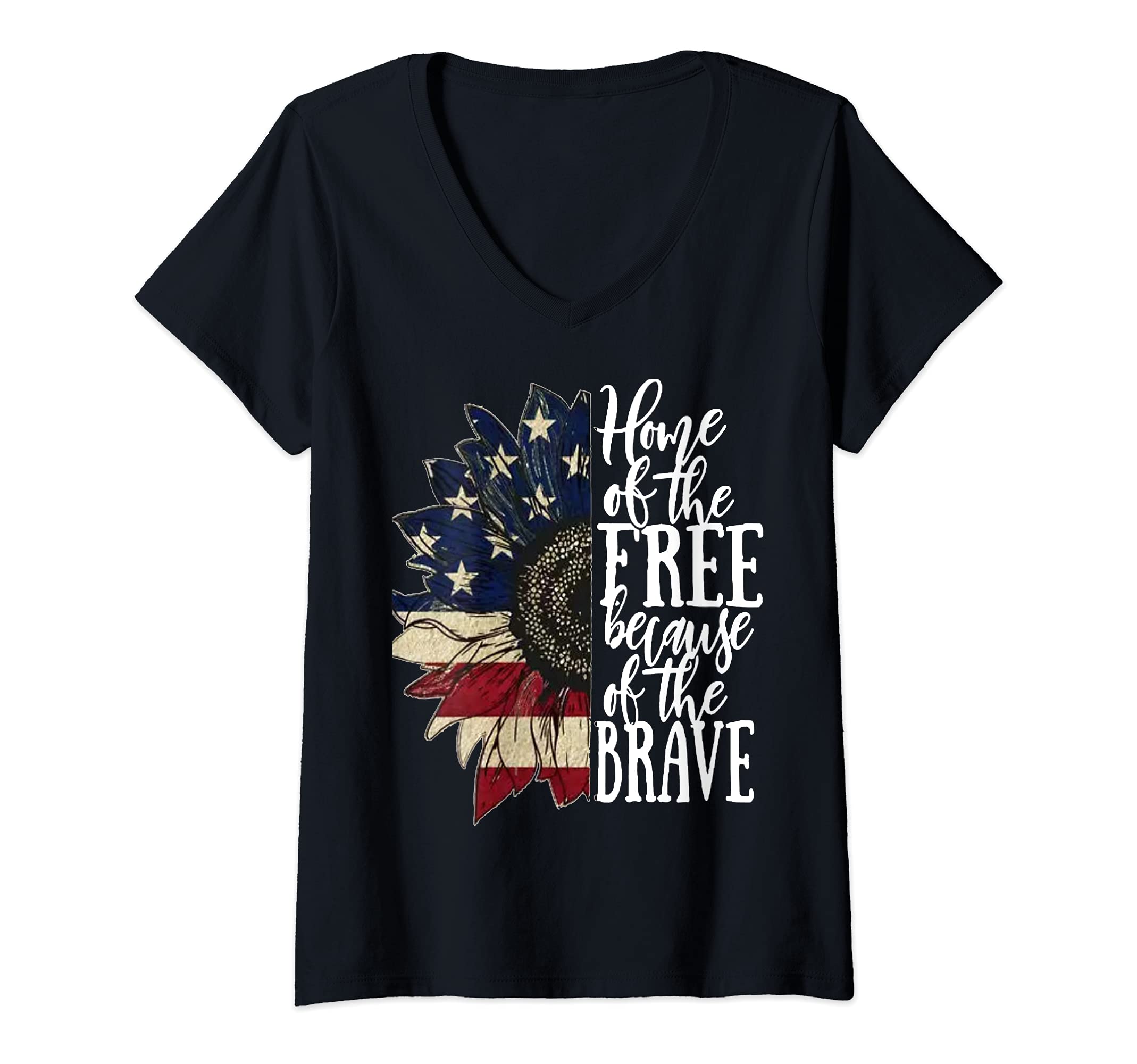 Photo 1 of **SEE NOTES ****Womens American Flag Patriot home of the free because of the brave V-Neck T-Shirt