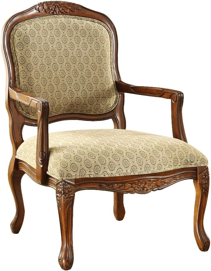 HandCarved Wood Accent Arm Chair with Antique Oak Finish
