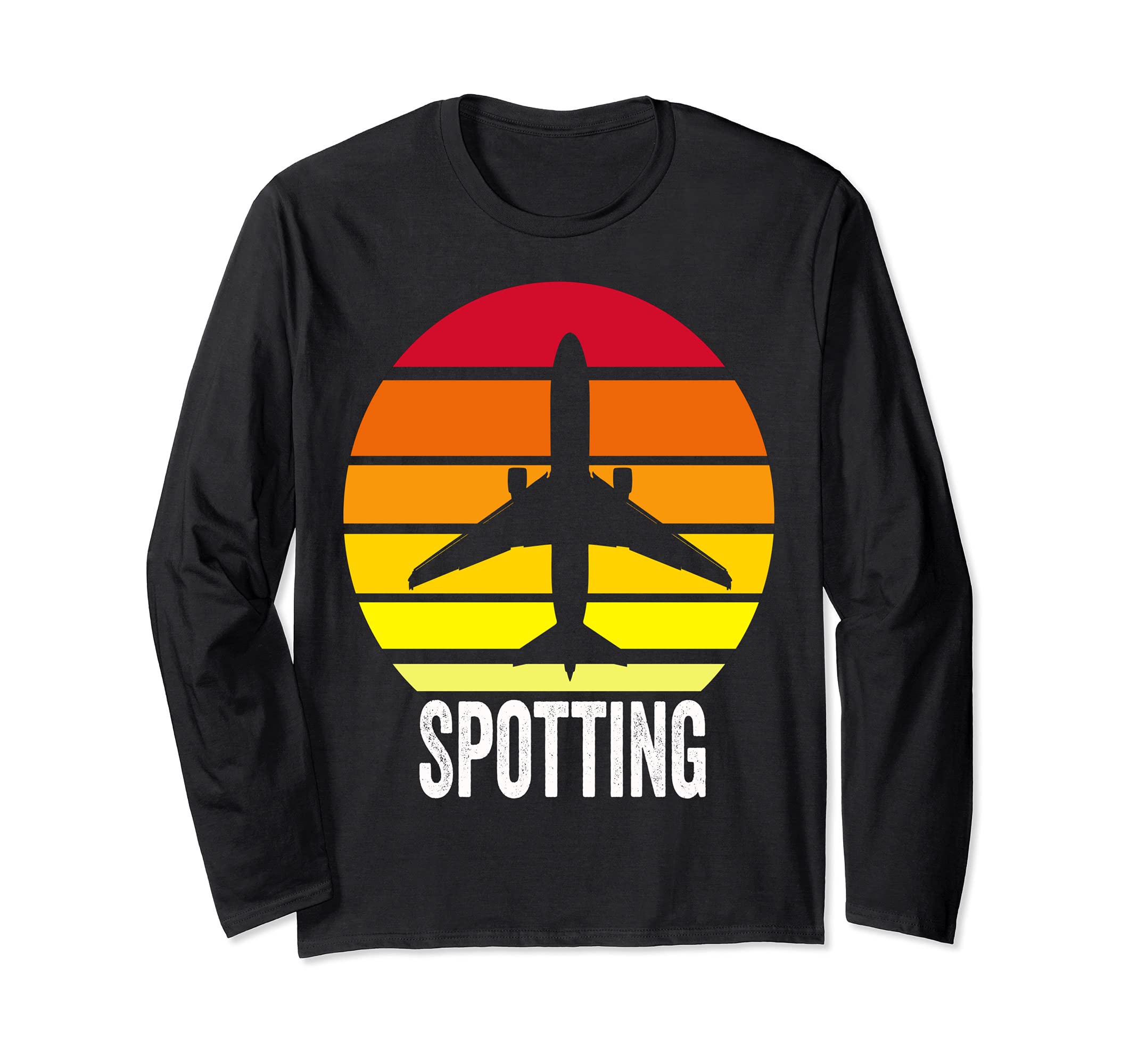 Vintage Retro Sunset Plane Spotting Airplane Spotter Long Sleeve T-Shirt