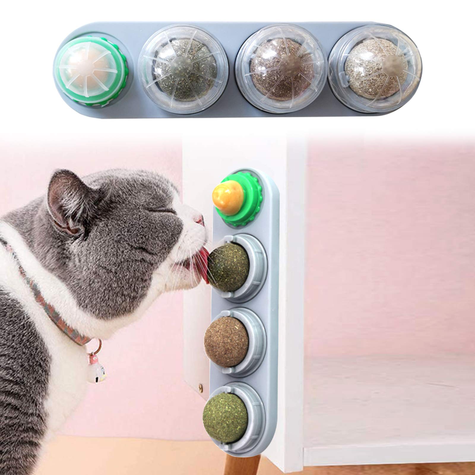 LQRLY Catnip Toys for Cats, Natural Rotatable Cat Catnip Toy Licking Balls Toy for Kitten Cats
