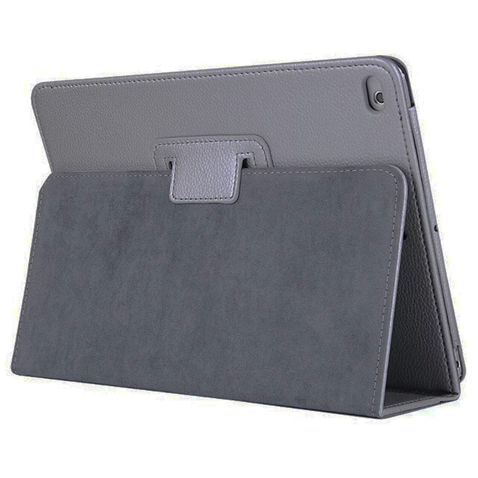 Leather Flip Cover Stand Plain Folio Case for Apple iPad Air 1 2 5th 6th Gen 9.7 (For Apple iPad Air (1st Generation), Grey)