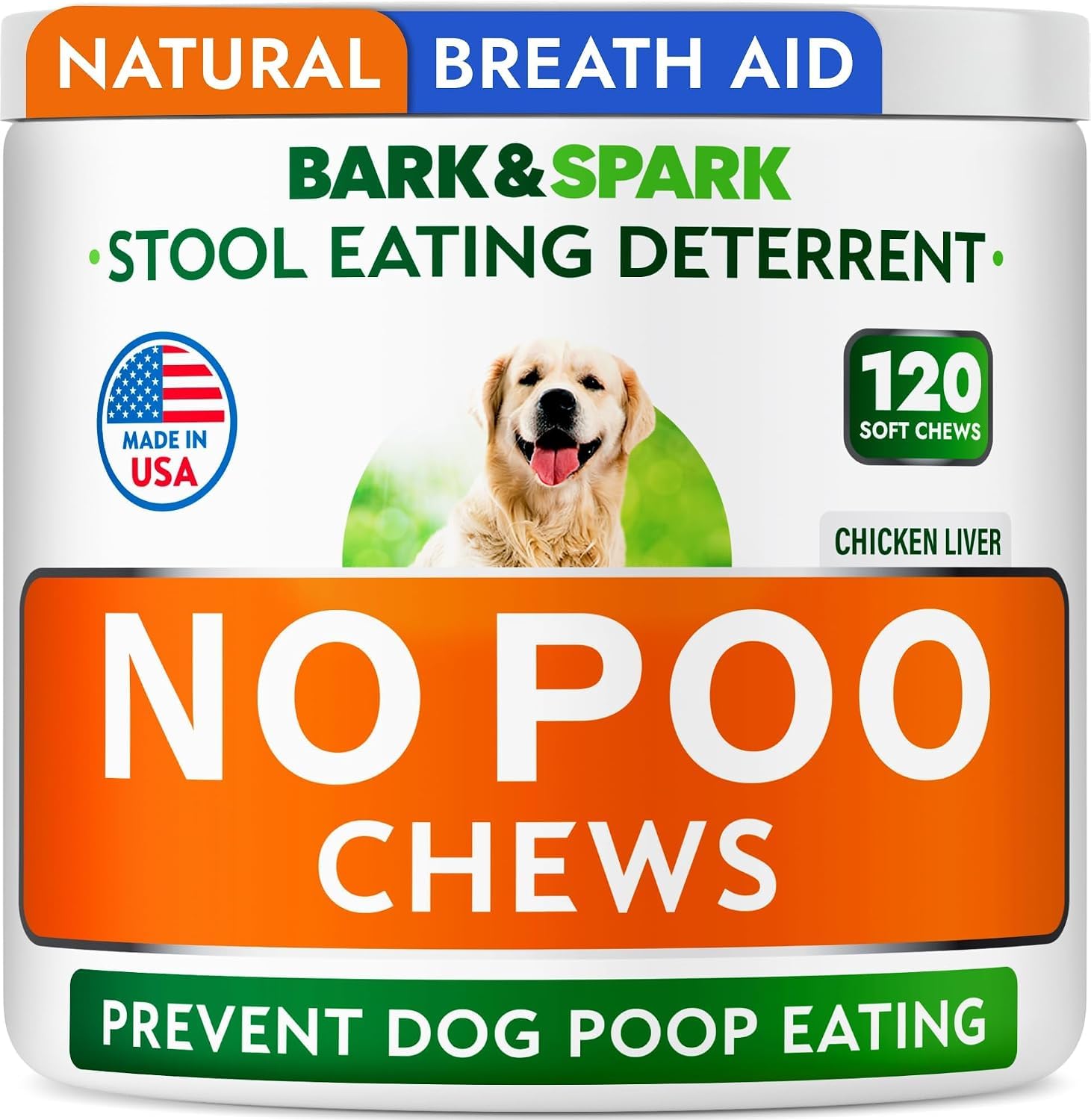 BARK&SPARK No Poo Chews for Dogs - Coprophagia & Stool Eating Deterrent | Probiotics, Digestive Enzymes & Breath Aid Support
