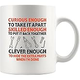 Panvola Curious Enough To Take It Apart Mechanic Gifts Car Auto Mechanic Dad Husband From Wife Mom Son Daughter Repairman Ceramic Mug 11 oz White