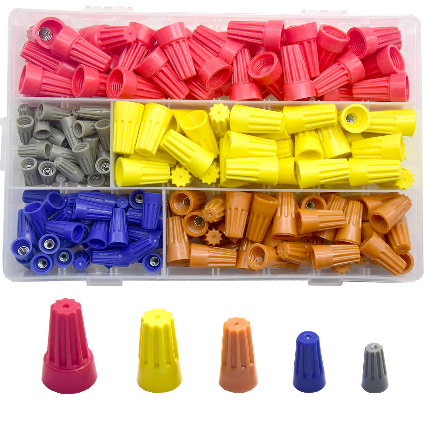 Yosawo 200-pieces Electrical Wire Connection Screw Twist Connector Cap and Closed End Cap, Spring Insert Twist Nuts Caps Connection Assortment Set (LXM)