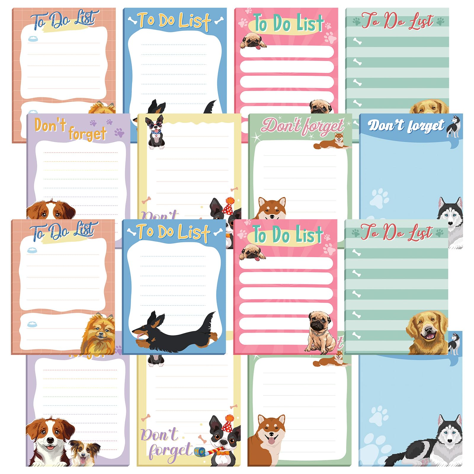 Photo 1 of PerKoop 16 Pieces Dog Notepad Small Sticky to Do Notes Funny Cute Pet Note Pad Puppy Lover Gift to Do List Notebook Self Stick Supplies for Dog Farm Lover,3 x 4 Inch 480 Sheets