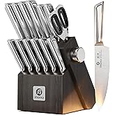 imarku Japanese High Carbon Stainless Steel Knife Set with Block, Precision-Forged Gyutou Kitchen Knives with Built-in Sharpener, Ultra-Sharp 10–15° Edge, Ergonomic Non-Slip Handle, Dishwasher Safe
