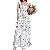 KUTUMAI Floral Maxi Long Dress Lace Up Square Neck Flowy Summer Wedding Guest Dresses for Women 2026