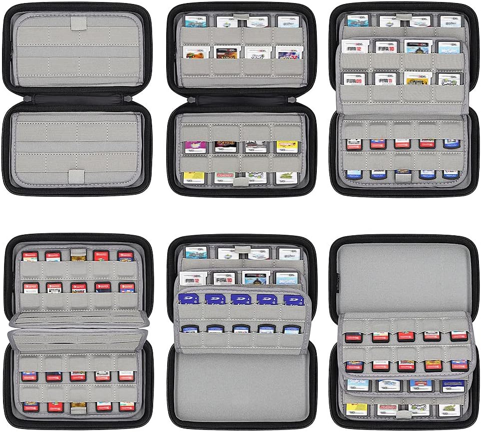 sisma 72 Game Card Holders Storage Case for 40 Switch PS Vita Games and 32 Nintendo 3DS 2DS DS Game Cartridges - Black